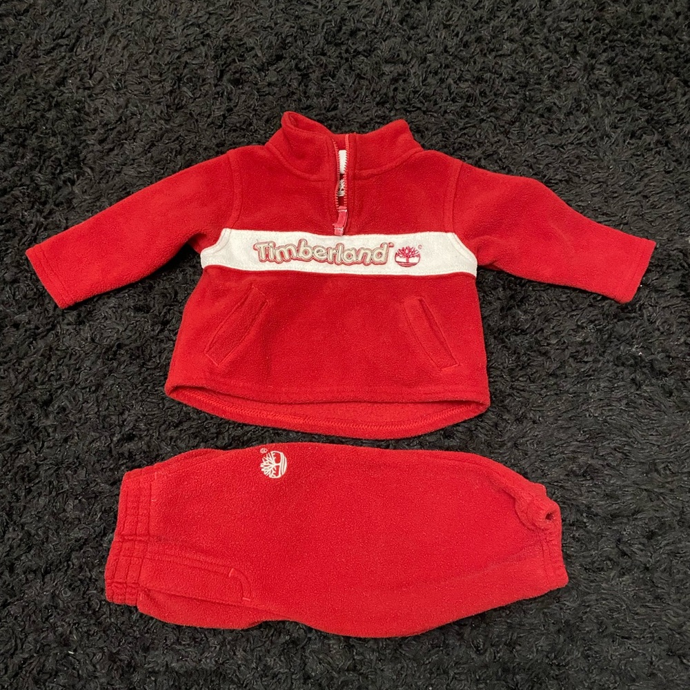 Y2K Timberland Red Fleece Baby Set 6/9 mths